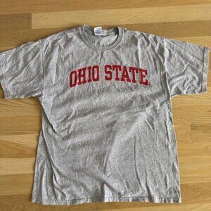 LOOK!! Vintage 90s Ohio State T shirt XL Mens Spelled Out Red Block Letter Gray